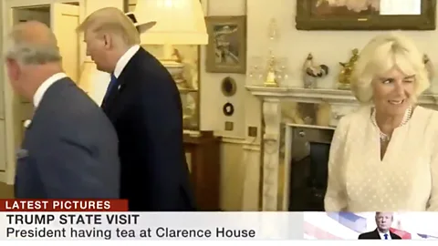 Twitter Footage of Camilla Parker Bowles winking after a photo shoot during Donald Trump’s state visit to the UK went viral on 3 June (Credit: Twitter)