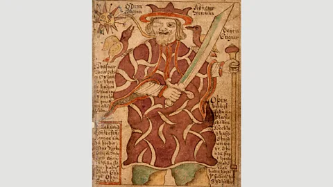 Wikimedia Commons One-eyed Odin, from an Icelandic manuscript dated 1765 (Credit: Wikimedia Commons)