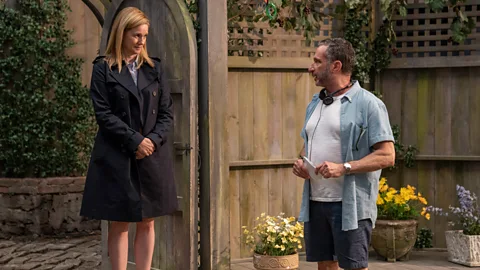 Netflix Laura Linney and producer Alan Poul at work on the Barbary Lane set, which was created on a New York soundstage and is vaster and more unreal than ever (Credit: Netflix)