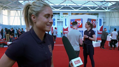 Steph Houghton being interviewed.