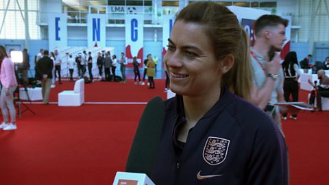 Karen Carney being interviewed.