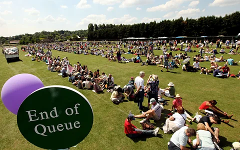 Getty Images The process of queuing for Wimbledon Lawn Tennis Championships tickets in South London has rules and regulations around behaviour and overnight camping. (Credit: Getty Images)