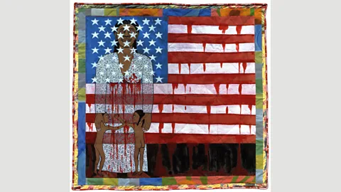 2018 Faith Ringgold/Artists Rights Society (ARS The Flag is Bleeding #2 (American Collection #6) by Faith Ringgold, 1997 (Credit: 2018 Faith Ringgold/Artists Rights Society (ARS), New York, Courtesy Pippy Houldsworth Gallery)