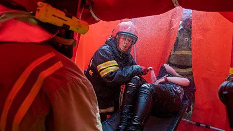 Andy Weekes/Loughborough University Washing chemical agents off the clothing and skin of victims is a crucial first step before they can receive any treatment (Credit: Andy Weekes/Loughborough University)