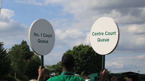 Centre court queue sign at Wimbledon