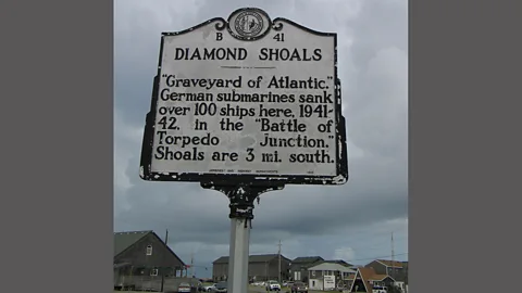 Jason O. Watson/historical-markers.org/Alamy Supply ships departing North Carolina ports had to navigate the Diamond Shoals, making them easy targets for German U-boats (Credit: Jason O. Watson/historical-markers.org/Alamy)