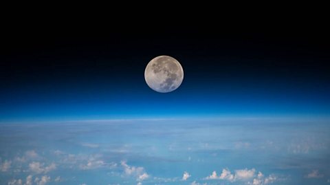 the moon above the earth