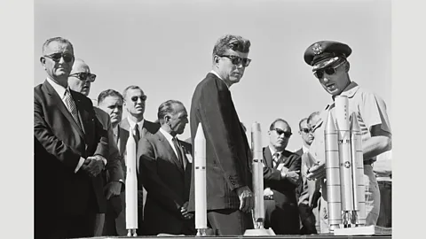 Bob Gomel/Time & Life Pictures/Getty Images/Taschen 11 September, 1963: President John F Kennedy and Vice President Lyndon Johnson at the Redstone Arsenal in Huntsville, Alabama on a cross-country tour of American space facilities