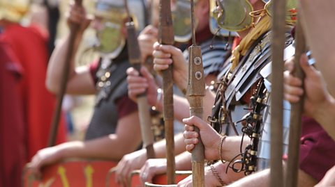 Roman soldiers stood in a line