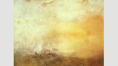 Wikimedia Observers are divided over what the creatures are in JMW Turner’s Sunrise with Sea Monsters (Credit: Wikimedia)