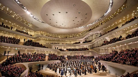 Getty Images The Elbphilharmonie concert hall in Hamburg has a 'skin' designed with the help of algorithms to improve its acoustic characteristics (Credit: Getty Images)