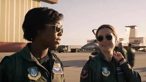 Marvel Studios Brie Larson (pictured with Lashana Lynch as Maria Rambeau) has argued that friendship was the driving force in Captain Marvel (Credit: Marvel Studios)