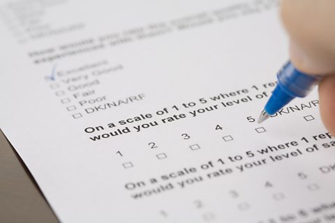 A close up of a questionnaire.