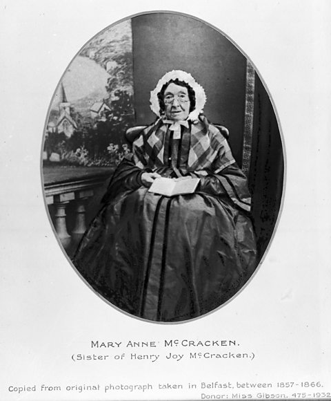 A photograph of an elderly Mary Ann McCracken