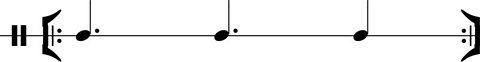 Notation for the syncopated rhythm from the train section of Rhapsody in Blue.