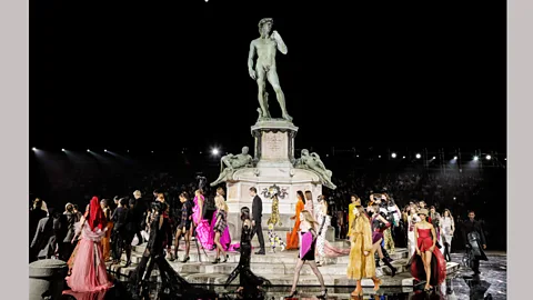 Getty Images The extravagant CR Runway X LuisaViaRoma 90th anniversary show took place in Florence (Credit: Getty Images)