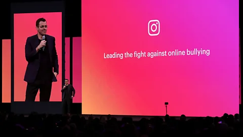 Getty Images Instagram head Adam Mosseri speaking in April. Instagram has been under intense scrutiny for bullying, and some are unsure if the 'like' ban will help (Credit: Getty Images)