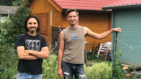 Kate Brady two men garden allotment Germany