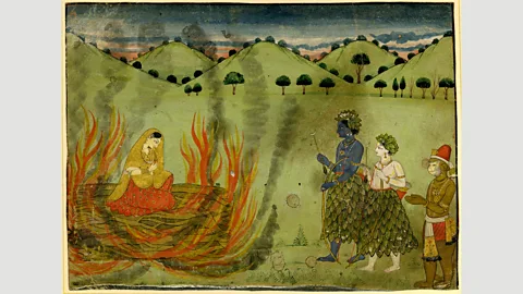 British Museum This scene from the Ramayana depicts Sita undergoing the ordeal by fire to test her chastity (Credit: British Museum)