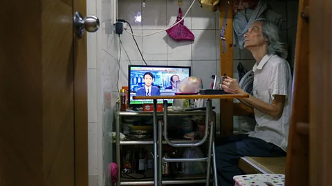 Megumi Lim Ma Hoi-shing, 69, lives mostly separate from wife, Jin Guo Fei, 62. Ma's home, a 5.5-sq m flat, is challenging for Jin to live in due to health issues (Credit: Megumi Lim)