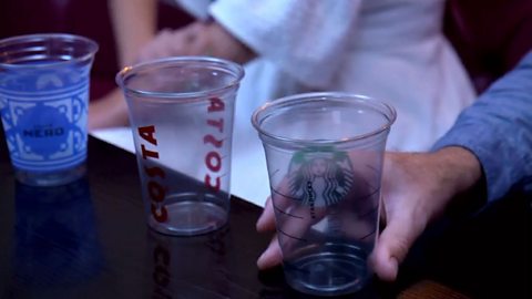 Plastic coffee cups