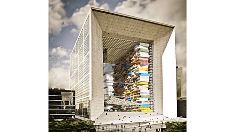 Studio Malka Architecture A parasitic project of modular units was imagined in Paris's La Grande Arche de La Défense (Credit: Studio Malka Architecture)