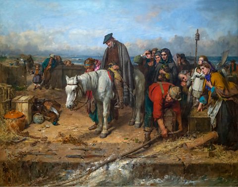 The painting The Last of the Clans by Thomas Faed, showing a sad farewell