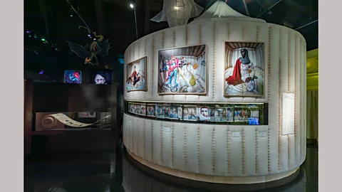 Victoria and Albert Museum, London The photograph of the Bayeux Tapestry, on the left, inspired Soldiers of Tomorrow in which the performers are depicted as eco-warriors (Credit: Victoria and Albert Museum, London)