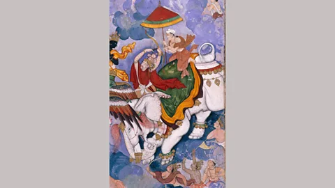 Victoria and Albert Museum, London The painting Krishna and Indra, 1590, was one of the artworks that sparked Walker’s Cloud 9 (Credit: Victoria and Albert Museum, London)