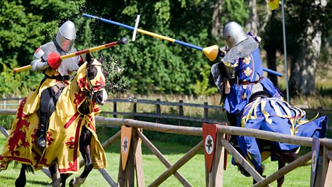 Jousting knights during a medieval reenactment