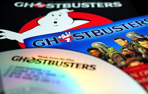 The CD, album sleeve and Ghostbusters film logo.