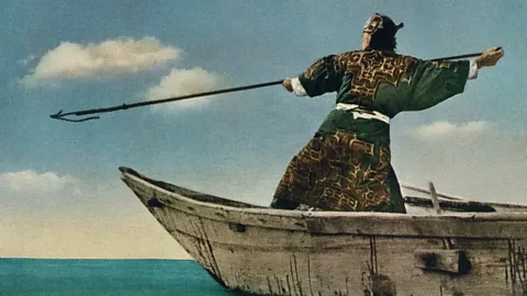 Vintage ethnographic postcard of ainu robe