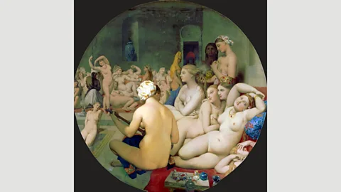 Alamy The Turkish Bath by Ingres shows a group of women bathing painted in an eroticised, voyeuristic style (Credit: Alamy)