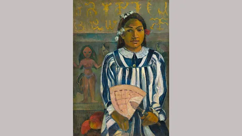 The Art Institute of Chicago/The National Gallery The Ancestors of Tehamana by Paul Gauguin (1893) – the hieroglyphs in the background of this portrait are nonsensical