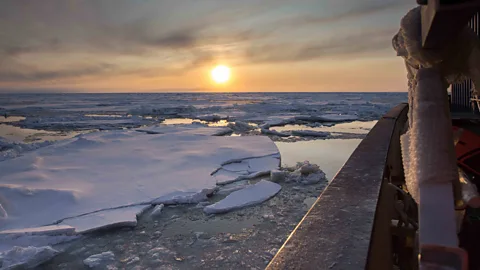 Sebastian Grote/AWI The sea ice in the region where the Mosaic mission have been searching has turned out to be much thinner than they were expecting (Credit: Sebastian Grote/AWI)