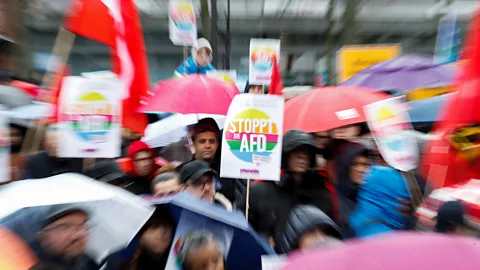 Getty Images The far-right AFD has surged in recent elections, with many Germans fearful about the effect this may have on German society (Credit: Getty Images)
