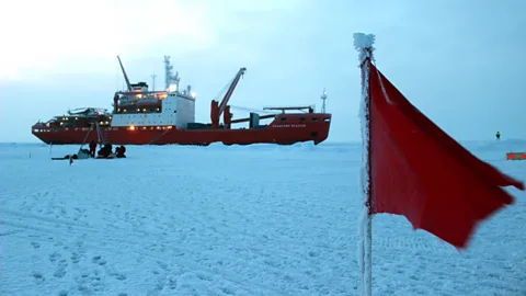 Martha Henriques The Akademik Fedorov is capable of manoeuvring in moderate sea ice, but it can get stuck in more extreme ice conditions (Credit: Martha Henriques)