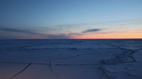 Martha Henriques Pressure ridges are relatively easy to navigate, but coming across a “bergy bit” could be disastrous (Credit: Martha Henriques)