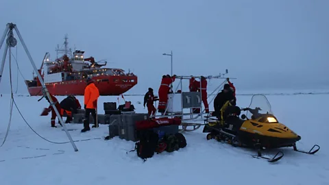Martha Henriques A network of instruments has to be set up in a 40km radius around the German icebreaker Polarstern (Credit: Martha Henriques)