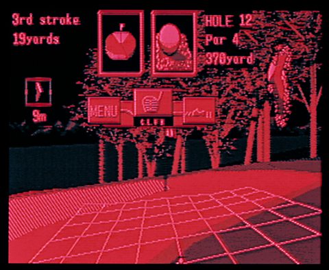 Screen footage of the Nintendo Virtual Boy Golf game - the device could only display red or black
