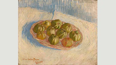 Kröller-Müller Museum In his painting of a basket of apples, Van Gogh balanced vibrant gold with a moodier shade of blue (Credit: Kröller-Müller Museum)