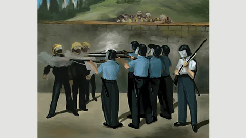 Justin Wong Justin Wong – whose Execution is shown here – is one of the professional artists whose work has been attached to Lennon walls (Credit: Justin Wong)