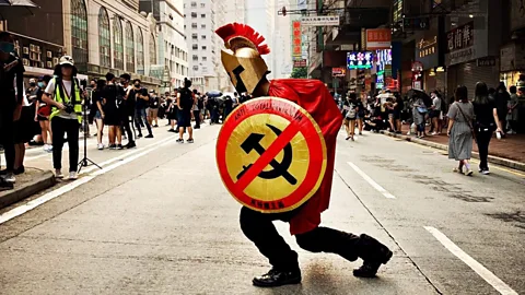 Kacey Wong Kacey Wong – whose work includes The Shield – says that art attached to protests has to be mobile (Credit: Kacey Wong)