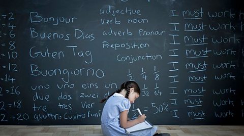 A girl writing 