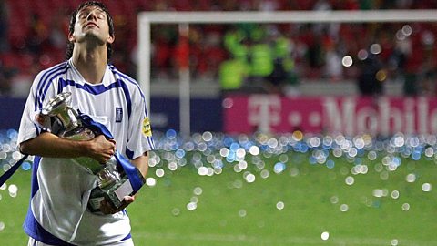 Takis Fyssas with the Euro 2004 trophy.