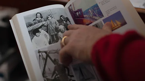 Javier Hirschfeld There were seven people on board the Lucette when it sank and they had to squeeze into a six-person dinghy for survival (Credit: Javier Hirschfeld)