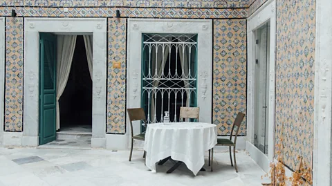 Erin Clare Brown The marble floor tiles at Dar Ben Gacem Kahia had to be individually removed to install modern plumbing (Credit: Erin Clare Brown)