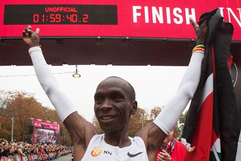 Eliud Kipchoge after running a sub-two hour marathon