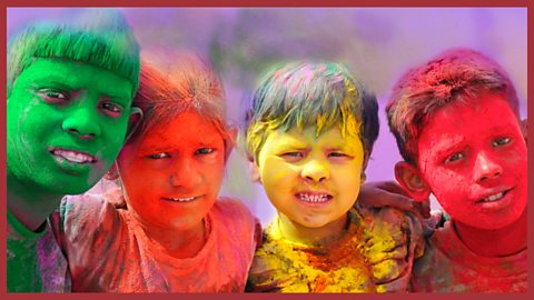 Image: children celebrating Holi