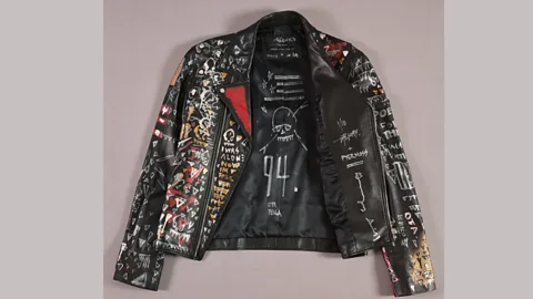 The Museum at FIT The leather jacket has long been a garment of rebellion – this one by Pyer Moss, autumn/winter 2015, is displayed at the Power Mode exhibition (Credit: The Museum at FIT)